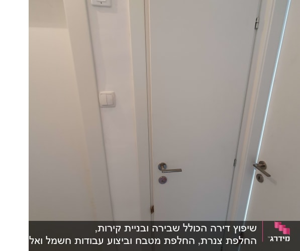 דלתות חדשות עם ידיות מתכת מותקנות